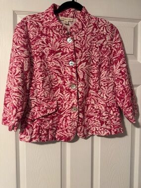 Coldwater Creek Pink & White Button Jacket